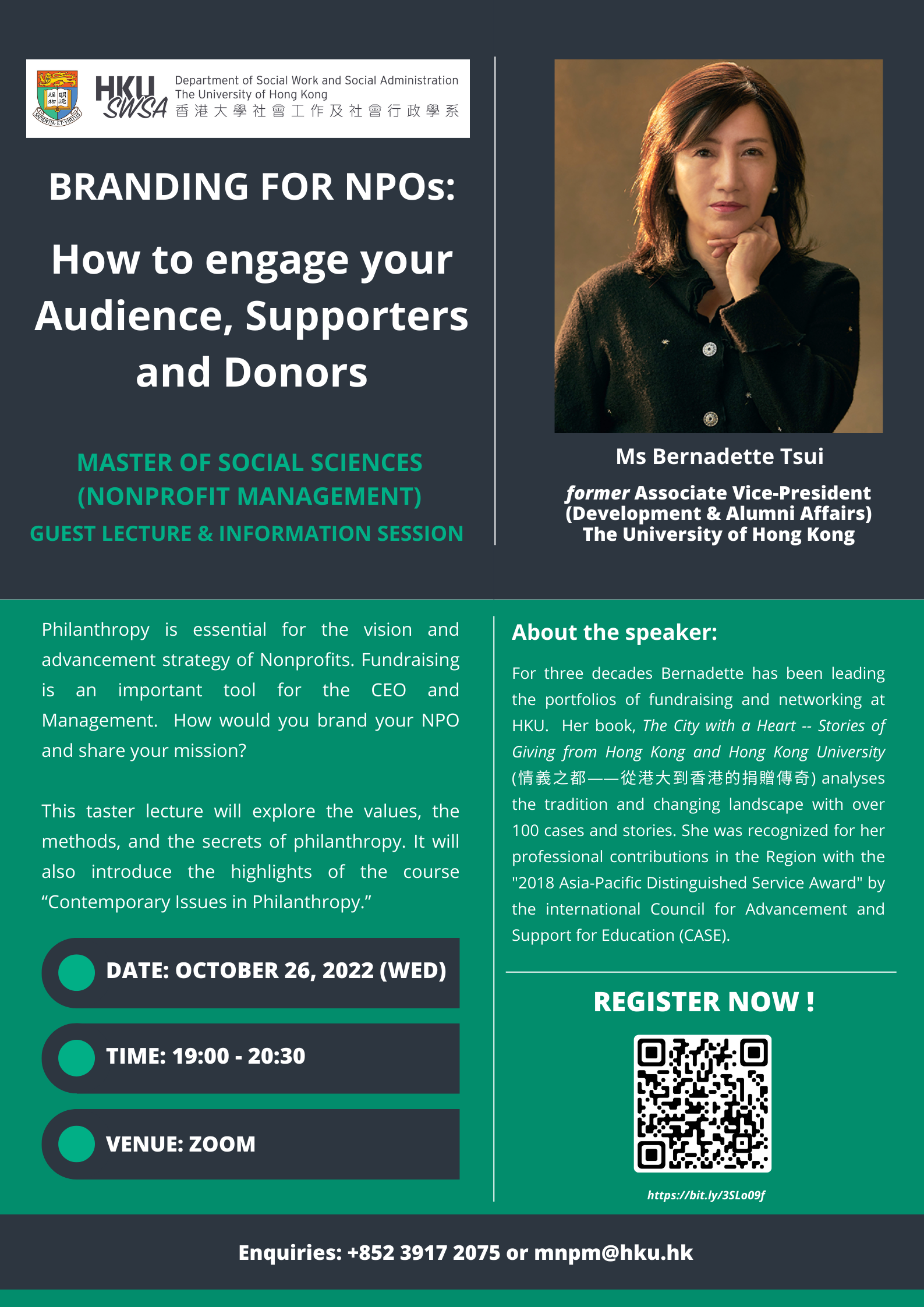 MSocSc (Non-Profit Management) Information Session on 26 October 2022