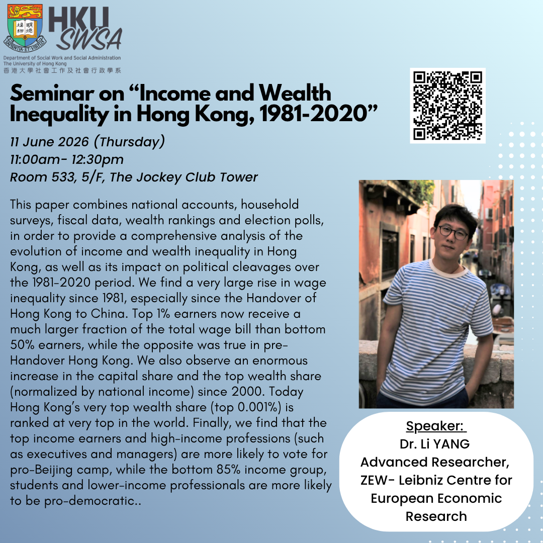 Income and Wealth Inequality in Hong Kong, 1981-2020